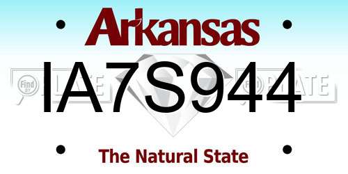 IA7S944 Arkansas License Plate