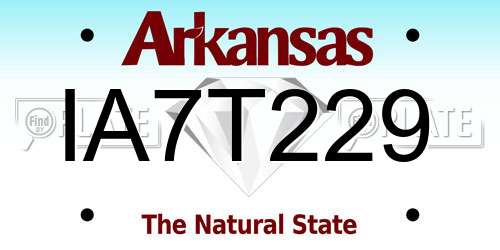 IA7T229 Arkansas License Plate