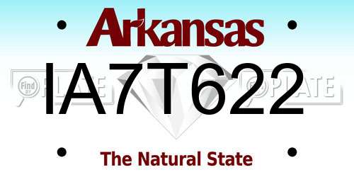 IA7T622 Arkansas License Plate