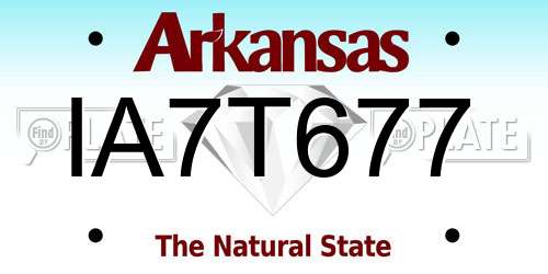 IA7T677 Arkansas License Plate