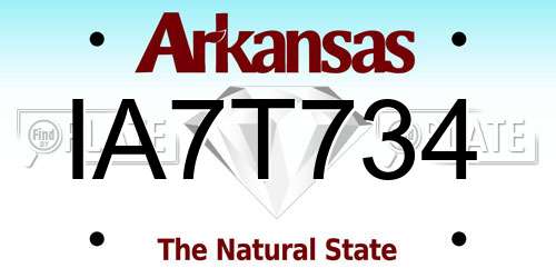 IA7T734 Arkansas License Plate