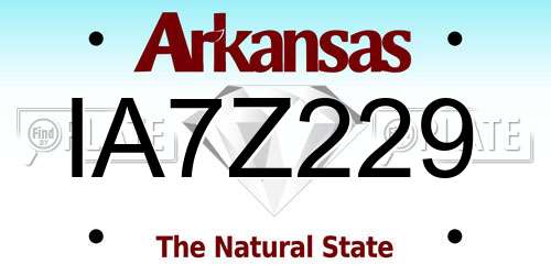 IA7Z229 Arkansas License Plate
