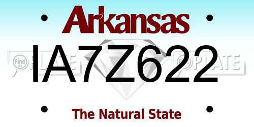 IA7Z622 Arkansas License Plate