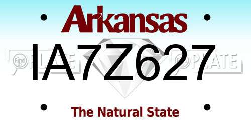 IA7Z627 Arkansas License Plate