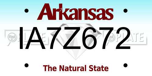 IA7Z672 Arkansas License Plate