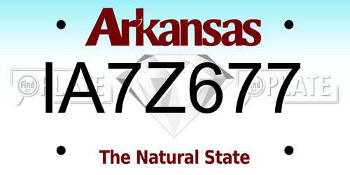 IA7Z677 Arkansas License Plate