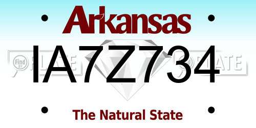 IA7Z734 Arkansas License Plate