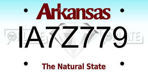 IA7Z779 Arkansas License Plate