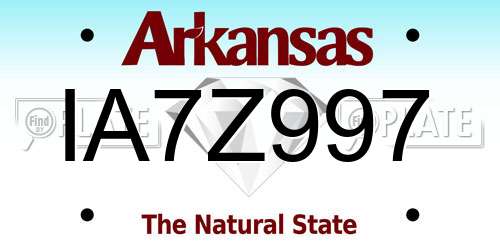 IA7Z997 Arkansas License Plate
