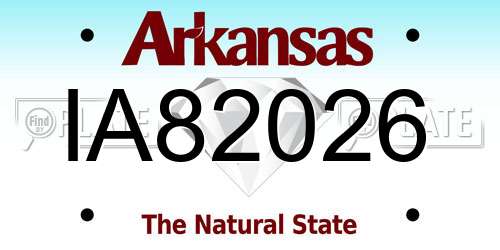 IA82026 Arkansas License Plate