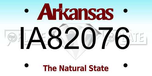 IA82076 Arkansas License Plate