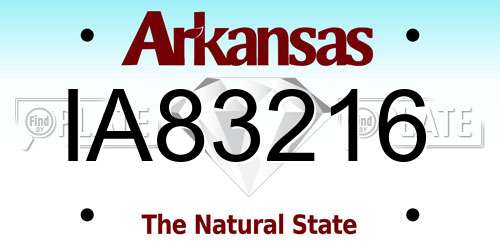 IA83216 Arkansas License Plate
