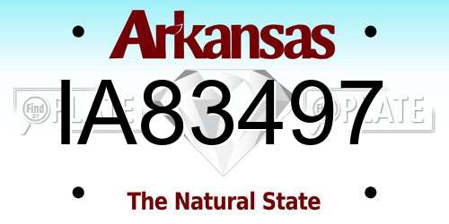 IA83497 Arkansas License Plate