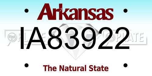 IA83922 Arkansas License Plate