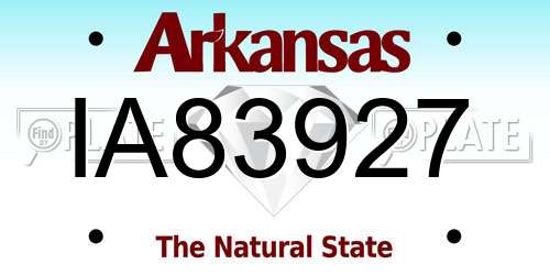 IA83927 Arkansas License Plate