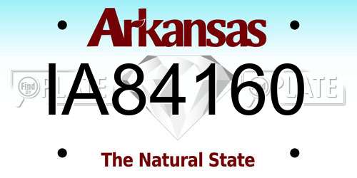 IA84160 Arkansas License Plate