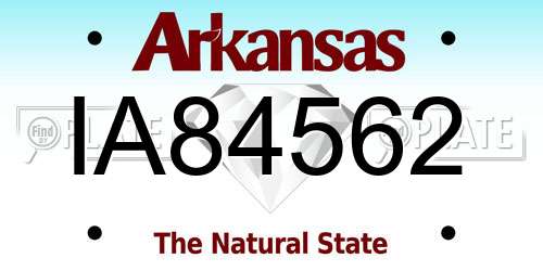IA84562 Arkansas License Plate