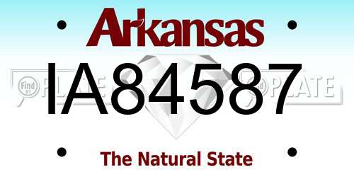 IA84587 Arkansas License Plate