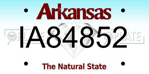 IA84852 Arkansas License Plate