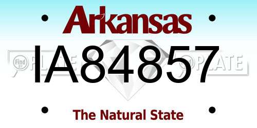 IA84857 Arkansas License Plate