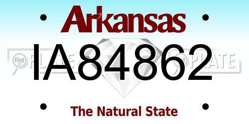IA84862 Arkansas License Plate