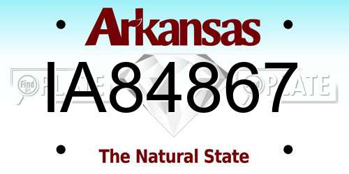 IA84867 Arkansas License Plate