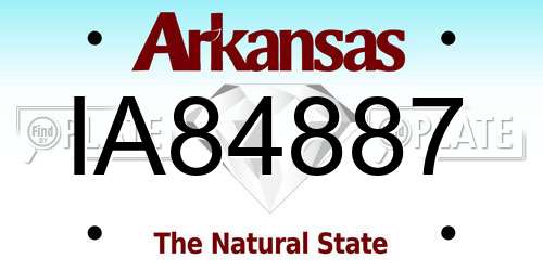 IA84887 Arkansas License Plate