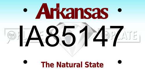 IA85147 Arkansas License Plate