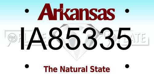 IA85335 Arkansas License Plate