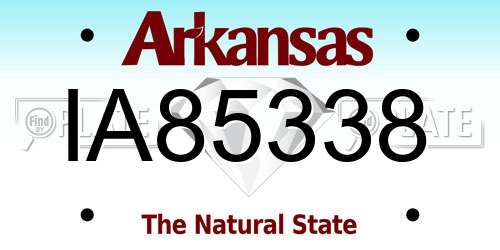 IA85338 Arkansas License Plate