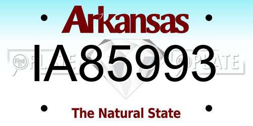 IA85993 Arkansas License Plate