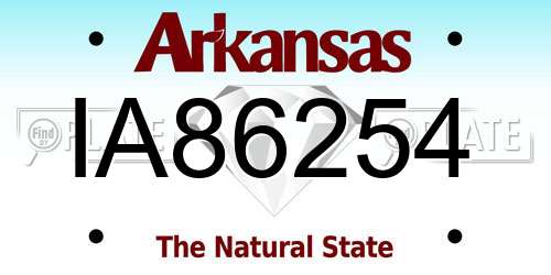 IA86254 Arkansas License Plate