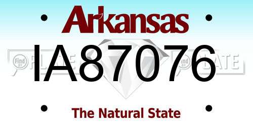 IA87076 Arkansas License Plate
