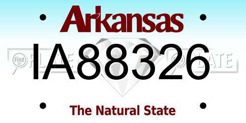 IA88326 Arkansas License Plate