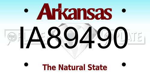 IA89490 Arkansas License Plate