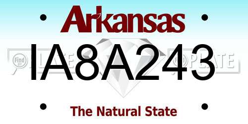 IA8A243 Arkansas License Plate