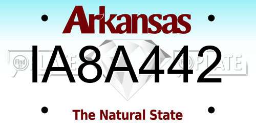 IA8A442 Arkansas License Plate