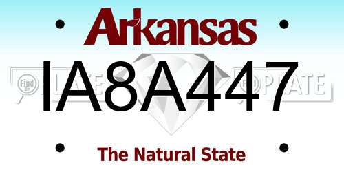 IA8A447 Arkansas License Plate