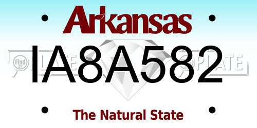 IA8A582 Arkansas License Plate