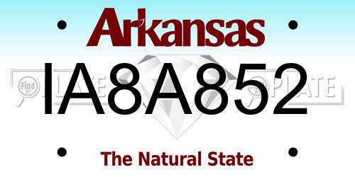 IA8A852 Arkansas License Plate