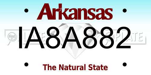 IA8A882 Arkansas License Plate