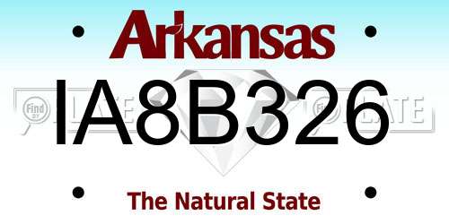 IA8B326 Arkansas License Plate