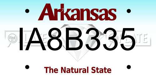 IA8B335 Arkansas License Plate