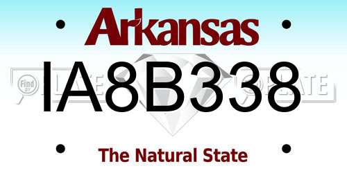IA8B338 Arkansas License Plate