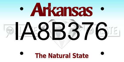 IA8B376 Arkansas License Plate