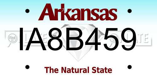IA8B459 Arkansas License Plate