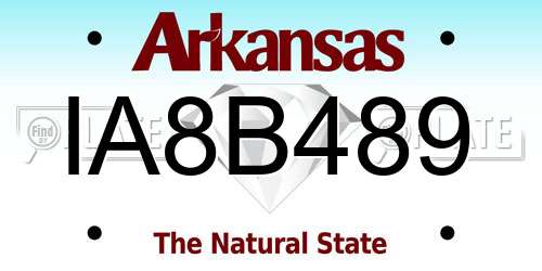 IA8B489 Arkansas License Plate