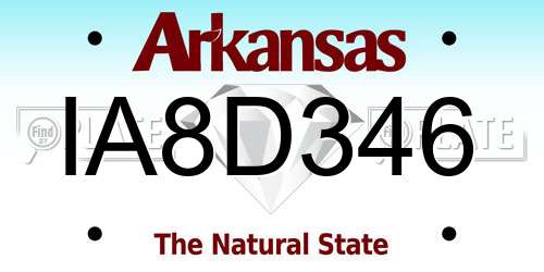 IA8D346 Arkansas License Plate