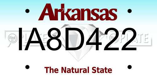IA8D422 Arkansas License Plate