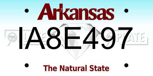 IA8E497 Arkansas License Plate